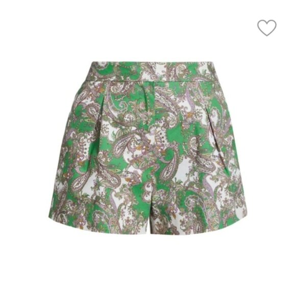 L'AGENCE Vittoria paisley Print Green Shorts Sz.10 NWT - Picture 3 of 8